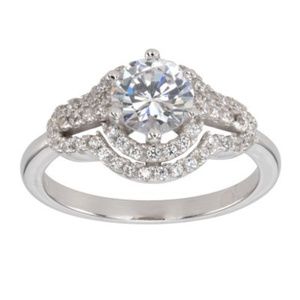 Sterling Silver Engagement Ring and Wedding band